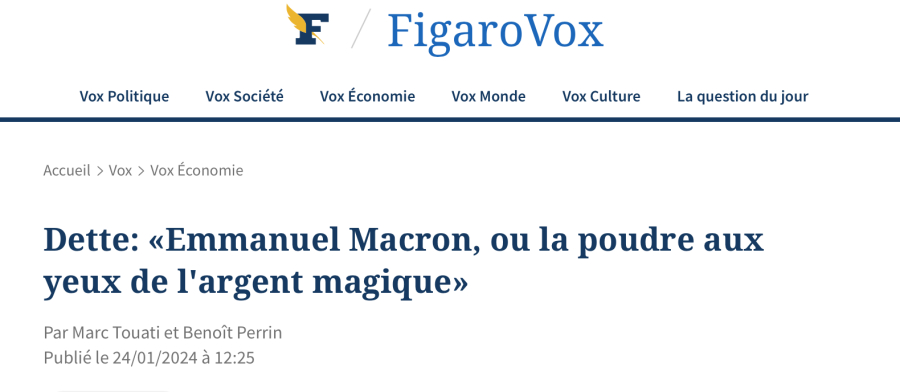 Dette : tribune de Marc Touati et Benoît Perrin dans Le Figaro Vox