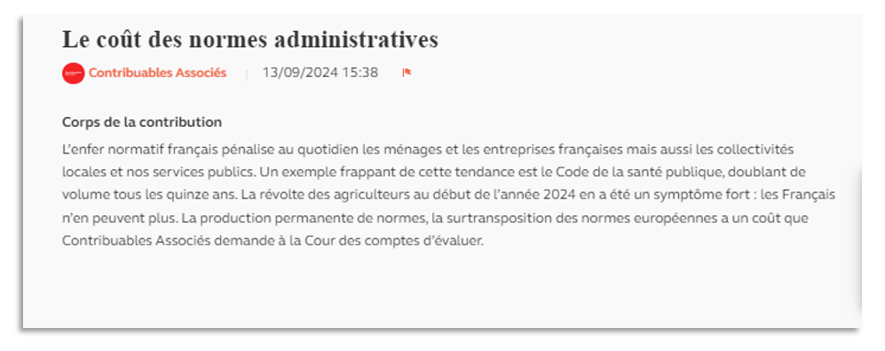 Le coût des normes administratives